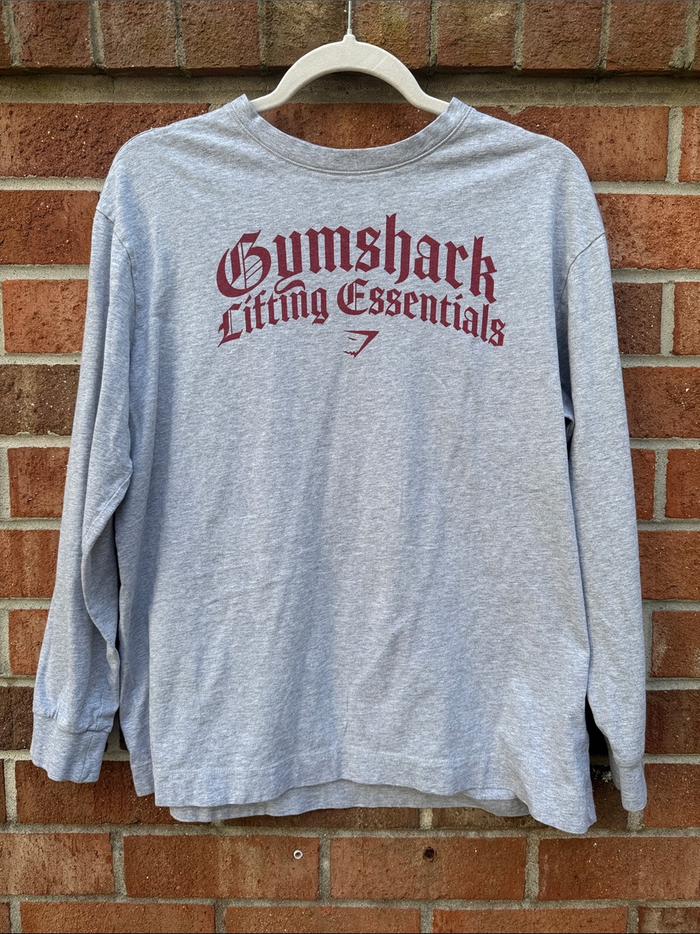 Gymshark Light Gray Long Sleeve Shirt with Maroon Logo